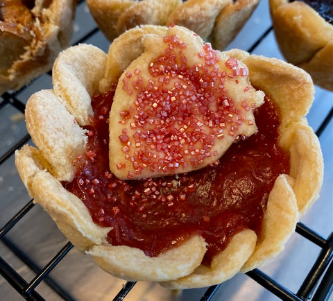 Strawberry Rhubarb Pie: 3" Tiny Pies (4 Pies)